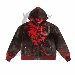 เสื้อฮู้ดหนังวัวแท้สีแดงแบบซิปคู่แฟชั่นใหม่ปี 2026 - Product Image 1