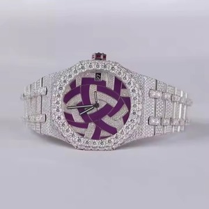 Montre unisexe de luxe à quartz automatique ETA pour homme, style hip-hop, avec aiguilles en acier inoxydable et diamants Moissanite de clarté supérieure - Product Image 5