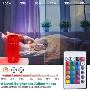 Lampada da Tavolo Dimmerabile a Forma di Rosa con Cristalli, Controllo Remoto e Touch, Luce Notturna per Feste - Product Image 6