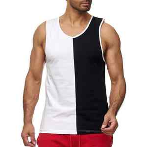 Unisex Summer Sleeveless Knitted Tank Top Casual High Street Style Quick Dry Spandex Mesh Printed Design Solid Color Breathable - Product Image 5