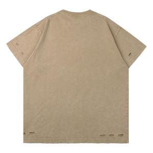 T-shirt à manches courtes en denim délavé surdimensionné pour homme, noir uni, style décontracté - Product Image 3
