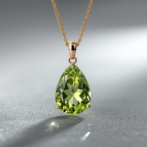 14K <b>Solid</b> <b>Gold</b> VVS1 Clarity for Certified Pear Shape Green Gemstone Fine Jewelry Luxury Minimal Design <b>Pendant</b> Necklace for - Product Image 2