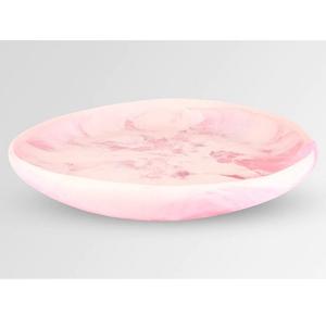 ถาดเสิร์ฟสลัดทรงกลมขนาดใหญ่ ทำจากเรซิ่น วัสดุรักษ์โลก เกรดสำหรับอาหาร  งานหล่อเรซิ่นด้วยมือ จานเสิร์ฟขนมหวาน ลายวนสีขาว - Product Image 5