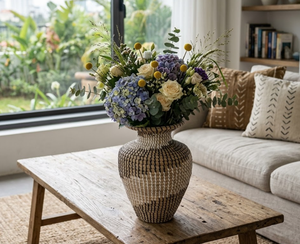 Jarrón Decorativo de Mimbre Tejido a Mano, Florero Geométrico de Mimbre para Mesa y Estante, Decoración Boho para el Hogar, Hecho en Vietnam - Product Image 5