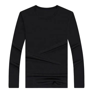 Men's Long Sleeve O-Neck Cotton <b>T</b>-<b>Shirt</b> Regular Fit Solid Color Casual Knitted <b>Plain</b> Dyed <b>White</b> - Product Image 2