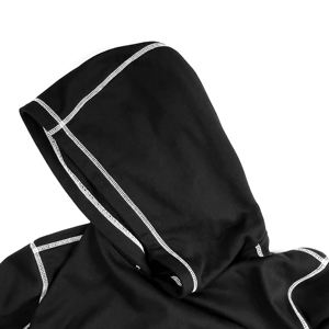 Sweat-shirts à capuche en molleton imprimés sur mesure avec surpiqûres noires et blanches, coupe classique, surpiqûres contrastées inversées, service OEM pour hommes, 100% coton - Product Image 3