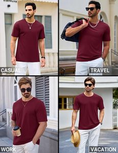 T-shirts pour hommes en polyester/coton à col rond, manches courtes, tissu tricoté, logo imprimé sur le devant, séchage rapide, respectueux de l'environnement - Product Image 3
