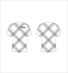 T-shirt personnalisé sublimé imprimé sur toute la surface, motif à carreaux blanc et noir, unisexe, col rond, respirant, en polyester, Ferocious Cl - Product Image 1