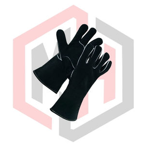 Guante de Soldadura Negro Forrado con Cuero Vacuno, Puño Tejido de 16 Pulgadas, Antiestático, Resistente a Desgarros, Sin Silicona - Product Image 2