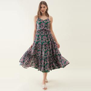 Vestido Maxi Estampado Floral Verde de Diseñador, Ideal para Oficina, Estilo Casual de Negocios, Disponible a un Precio Accesible - Product Image 1