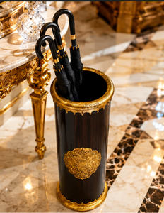 Classic Black Metal <b>Umbrella</b> <b>Stand</b> with Antique Brass Finish One-Sided Capacity Freestanding Holder for Hotel Lobby Decoration - Product Image 4