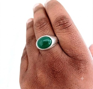 Anillo de ónix verde natural, plata de ley 925, anillo de piedras preciosas para hombre, anillo de boda y compromiso para chico - Product Image 3