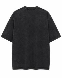 เสื้อยืดคอกลมแขนสั้นผ้าฝ้ายสีดำทรงโอเวอร์ไซส์สำหรับผู้ชาย พิมพ์โลโก้ได้ตามต้องการ สวมใส่สบายทรงลำลอง - Product Image 5