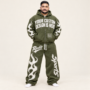 Conjunto Deportivo Personalizado con Estampados Blancos, Pantalones Anchos Relajados, Etiqueta Personalizada, Ropa Urbana Unisex, Conjunto de Dos Piezas para Hombre - Product Image 3