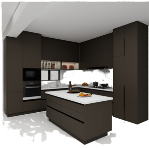 Armoires de cuisine modernes de luxe en bois de chêne, sans cadre, en forme de L, à finition brillante, personnalisées par JY Project, best-seller - Product Image 1