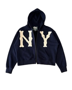 Sudadera con capucha y cremallera estilo streetwear americano para hombre, con letras Harajuku, chaqueta casual, bordado de chenilla, forro polar, para invierno, corte regular, anti-bolitas - Product Image 5