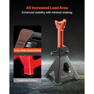 Cavalletti Auto in Acciaio Rinforzato con Blocco, Capacità 3 Tonnellate (6.600 Libbre), Altezza Regolabile 10.8-16.3 Pollici - Product Image 3