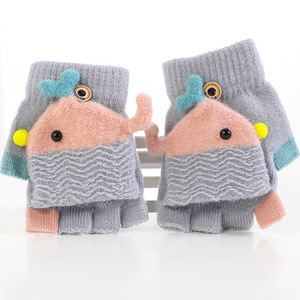 Guantes cálidos de dibujos animados de temporada para niños y niñas, guantes escolares para niños, guantes de medio dedo y cinco dedos - Product Image 6