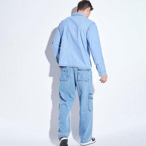 Classic <b>Winter</b> Casual Men <b>Jeans</b> Jacket and Pants Matching Outfit Durable Two-Piece Custom Design <b>Jeans</b> Set - Product Image 2