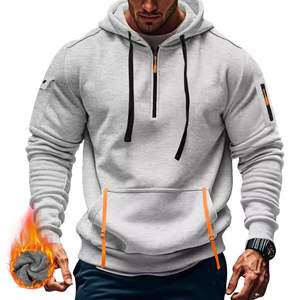 Sudaderas Casuales al por Mayor para Hombre, Mezcla de Algodón, Media Cremallera, Color Personalizado, Sudadera con Capucha para Hombre y Mujer - Product Image 1