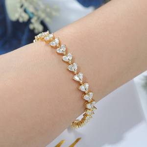 RAMDUT IMPEX Pulsera de tenis de moissanita de moda, certificada GRA, chapada en plata, corte pera, diámetro de perla personalizable, para fiesta y compromiso - Product Image 1