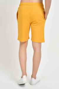 <b>Men's</b> <b>Yellow</b> Solid Color Drawstring Bermuda <b>Shorts</b> Casual Style Mid Rise Knitted With Pockets Front Logo OEM ODM - Product Image 3