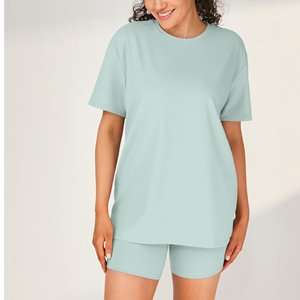 <b>High</b> Quality Custom Design Outfit Oversize Shorts For Women's Solid Color 100% Cotton Short Sleeve Comfortable Women's Sets - Product Image 3