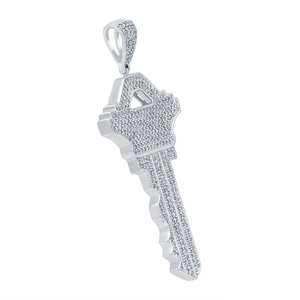 Colgante de moissanita redonda con forma de llave, estilo diamante, para fiestas de hip hop, de plata de ley 925, joyería fina, colgantes y dijes al por mayor - Product Image 5