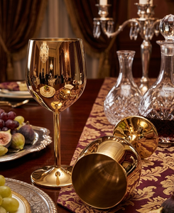 Coupe à vin en laiton de style antique avec motif gaufré – Verres à vin dorés décoratifs de qualité supérieure pour la décoration de table - Product Image 5