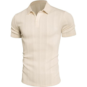 Premium Men's Knitted Spandex Short Sleeve Button Front Solid Casual <b>Summer</b> <b>Shirts</b>-Breathable Eco-friendly Lightweight - Product Image 4