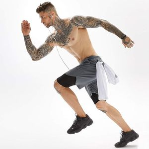 Custom Logo Men's Double <b>Layer</b> Blank Sports Athletic Workout Running Gym Shorts With Liner Breathable 2 In 1 Activewear Shorts - Product Image 2