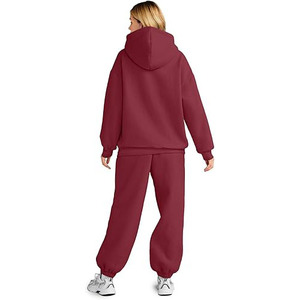 <b>Women</b> Oversized Cotton <b>Fleece</b> Sweatshirt <b>Joggers</b> Set Premium Tracksuit Casual Winter Wear Loose Fit Solid Color Matching Trouser - Product Image 4