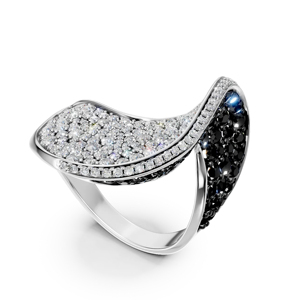 Bague de cocktail géométrique avec diamant noir en argent 925 pour femme, luxe, à porter au quotidien - Product Image 2