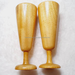 Handcrafted Teak Wood Wine Goblet Creative Wooden Wine Glass and <b>Cup</b> Pair <b>Tea</b> <b>Cups</b> & Saucers <b>Set</b> - Product Image 2