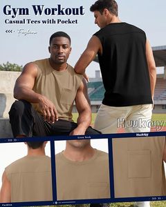 เสื้อกล้ามถักนิตติ้งผู้ชาย ผ้าฝ้าย 100% แห้งเร็ว ทรงหลวม มีกระเป๋าเสื้อ คอกลม สไตล์ลำลอง - Product Image 4