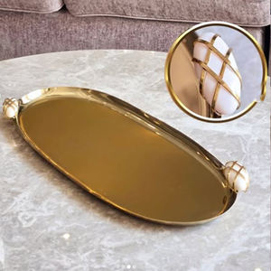 Plateau de service en acier inoxydable très demandé avec poignées dorées, qualité fabuleuse à prix raisonnable, plateau à chocolat - Product Image 3