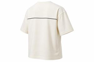 T-shirt à manches courtes pour homme, couleur claire, coupe ample, avec bordure contrastée, t-shirt oversize, col rond, coton tricoté, vêtements décontractés - Product Image 6