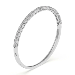 Pretty Oval Cut Serenity Lab Grown Created Diamond Openable <b>Bangle</b> <b>Bracelet</b> Crafted From 14k Gold GRA Certified Gold Jewelry - Product Image 3