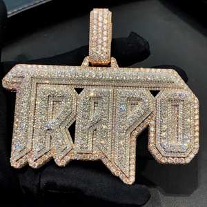 Pendentif de luxe RKO en argent sterling plaqué or rose, entièrement pavé de moissanite, style hip-hop, bijoux personnalisés scintillants - Product Image 1