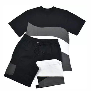 Men's Casual Tracksuits OEM Custom Summer 2 Piece Cotton Fleece Short Sleeve T <b>Shirt</b> and Shorts Set Custom <b>Color</b> Tracksuits - Product Image 3