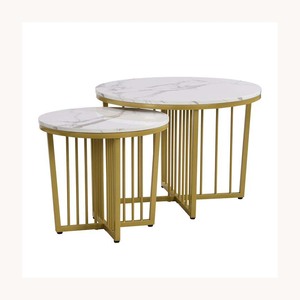 Ensemble de tables basses modernes en métal, nouvelle arrivée, design élégant et personnalisé, ensemble de tables centrales décoratives pour une décoration intérieure de luxe - Product Image 2