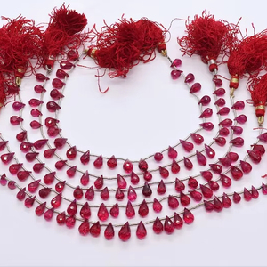 Perles de Corindon Rubis de Qualité AAA, Facettées en Forme de Goutte, Véritables Perles de Rubis Briolette, Perles de Gemmes en Forme de Goutte Premium, Perles de Rubis en Vrac de Qualité Supérieure - Product Image 1