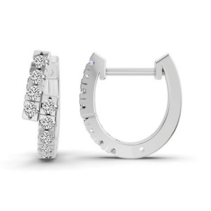 New Classic Cut 14k/18k <b>SOLID</b> <b>Gold</b> Designer Vela Signature Round Lab Diamond <b>Huggie</b> Hoop Earrings For Women And Girls Wear - Product Image 2