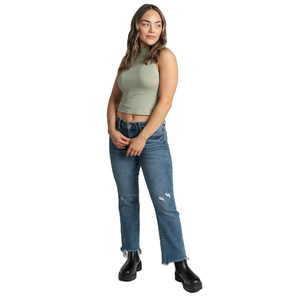 2026 Womens Olive Green Ribbed <b>Crop</b> Tank <b>Top</b> Slim Fit Casual Vest for Summer Street Style and Daily Wear - Product Image 3