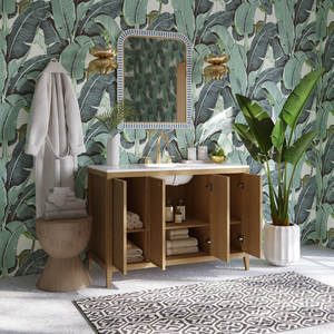 Meuble de salle de bain DreamCraft 48 pouces en rotin et chêne de qualité supérieure, Vietnam - Product Image 3