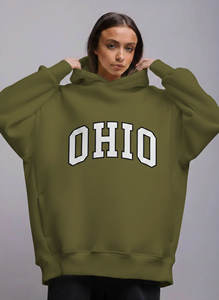 Sweat à capuche d'hiver pour femme, personnalisé, en molleton 100% coton tricoté épais, avec badge frontal, écologique, doublé, respirant, à manches longues, coupe décontractée - Product Image 3