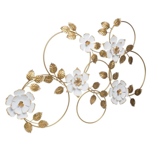 Nouvelles Décorations Murales de Luxe à Forte Demande : Art Mural en Métal en Forme de Fleur avec Verre, Design Floral Tendance pour la Maison - Product Image 1