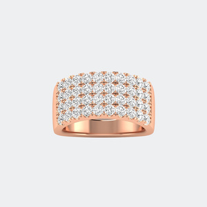 2.05CTW Round Cut Pave Set Triple Row <b>Statement</b> <b>Ring</b> - Product Image 3
