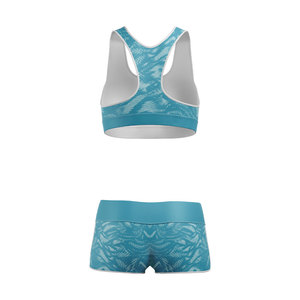Ensemble 2 pièces personnalisé de crop top dos nageur et short taille haute, imprimé par sublimation, en Spandex et Polyester, pour le sport et le yoga, vente en gros - Product Image 2