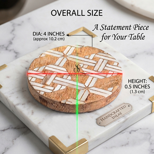 Handmade Wooden Coaster With Geometric Design Bone Inlay. Premium Wholesale Tableware For Luxury Home & <b>Bar</b> Decoration - Product Image 2